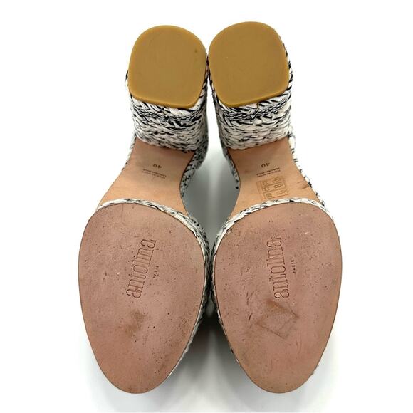 Antolina Paris Barbara Platform High Heel Sandal Sz 10 White Black Woven Cotton - Picture 7 of 16